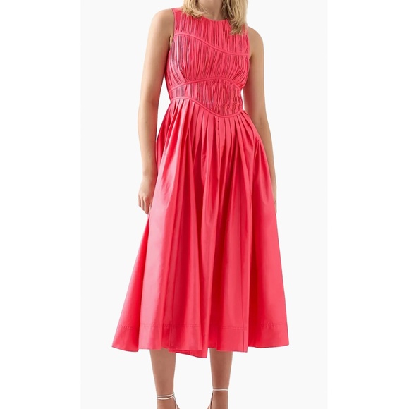 Aje Sculptra Nya Gathered Midi Dress - Picture 1 of 6